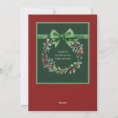 Rotgrüner Weihnachtskranz Feiertagskarte (Rückseite)