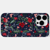 Rotgrünes Blumenmuster Case-Mate iPhone Hülle (Rückseite (Horizontal))