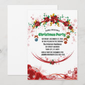 Rotgrünes Blumenmuster Weihnachten Einladung (Vorne/Hinten)