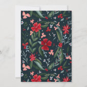 Rotgrünes Blumenmuster Weihnachten Einladung (Rückseite)