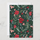 Rotgrünes Blumenmuster Weihnachtsgrün Einladung (Rückseite)