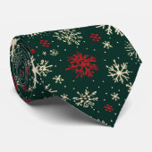 Rotgrünes Fliesenmuster Weihnachtsschneeflocken Krawatte (Gerollt)