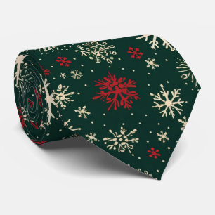 Rotgrünes Fliesenmuster Weihnachtsschneeflocken Krawatte