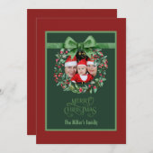Rotgrünes Weihnachtskraut-Foto Feiertagskarte (Vorne/Hinten)