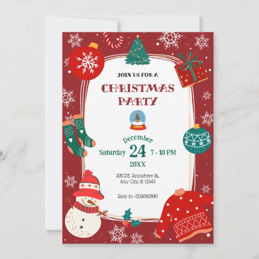 Rotgrünes Weihnachtswunder - Party Einladung (Vorderseite)