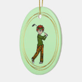 Rothaar Männlich Golfer Personalisierte Ornament (Links)