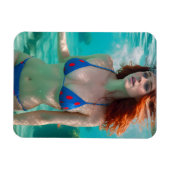 Rothaarfrau Polka Dot Bikini Unterwasser-Foto Magnet (Horizontal)