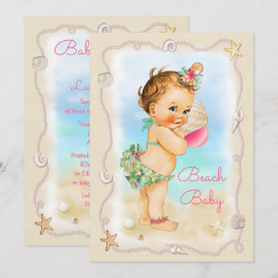 Rothaarig-Strand-Baby-Schneckenhaus-Baby-Party Einladung