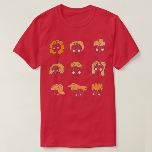 Rothaarige Aufkleber T-Shirt (Design vorne)