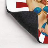 Rothaarige Button-up Girl Retro Sunset Mousepad (Ecke)