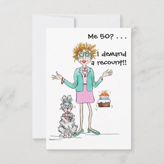 Rothaarige Dame wird 50 Jahre alt und Proteste kön Dankeskarte (Vorderseite)