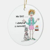 Rothaarige Dame wird 50 und Proteste gegen Keramik Keramik Ornament (Links)