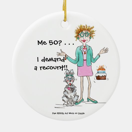 Rothaarige Dame wird 50 und Proteste gegen Keramik Ornament (Hinten)