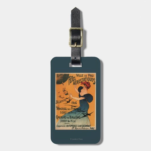 Rothaarige Frau erwartet Ballon-Vogel-Plakat Gepäckanhänger (Vorderseite vertikal)