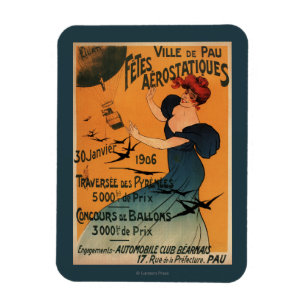 Rothaarige Frau erwartet Ballon-Vogel-Plakat Magnet