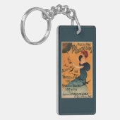 Rothaarige Frau erwartet Ballon-Vogel-Plakat Schlüsselanhänger (Vorderseite links)