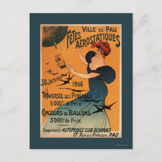 Rothaarige Frau erwartet Balloons Birds Poster Postkarte (Vorderseite)