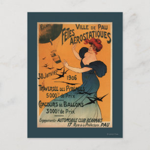 Rothaarige Frau erwartet Balloons Birds Poster Postkarte