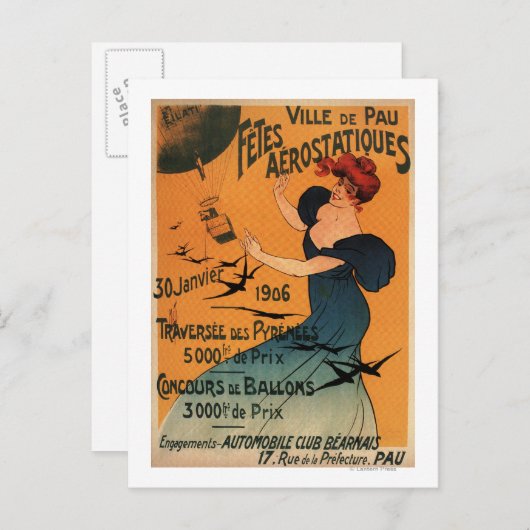 Rothaarige Frau erwartet Balloons Birds Poster Postkarte (Vorne/Hinten)