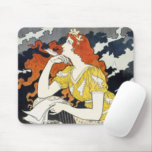 Rothaarige Frau im gelben Kleid, klassische Art No Mousepad