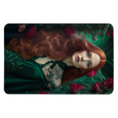 Rothaarige Frau im Smaragdgrünen Kleid. Magnet (Horizontal)