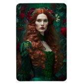 Rothaarige Frau im Smaragdgrünen Kleid. Magnet (Vertikal)