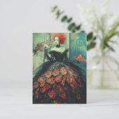 Rothaarige Frau in der Fischfauna Postkarte (Stehend Vorderseite)