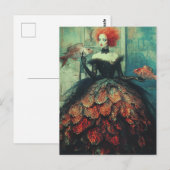 Rothaarige Frau in der Fischfauna Postkarte (Vorne/Hinten)