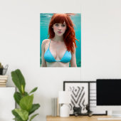 Rothaarige Frau in einem Bikini-Unterwasser Poster (Heimbüro)