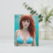 Rothaarige Frau in einem Bikini-Unterwasser Postkarte (Stehend Vorderseite)