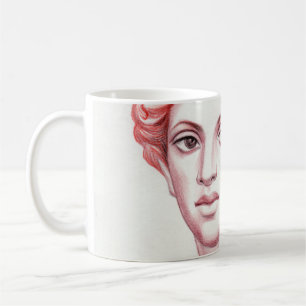 Rothaarige Frau Kopf Stock Illustration Kaffeetasse