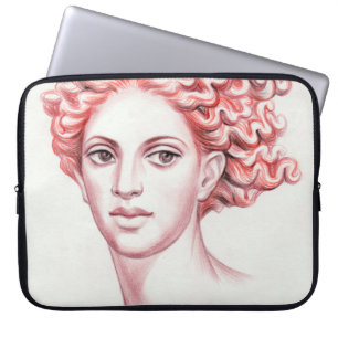Rothaarige Frau Kopf Stock Illustration Laptopschutzhülle