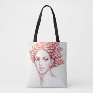 Rothaarige Frau Kopf Stock Illustration Tasche