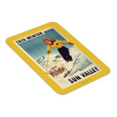 Rothaarige Frau Lächeln und Skiplakat Magnet (Rechte Seite)