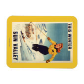 Rothaarige Frau Lächeln und Skiplakat Magnet (Horizontal)