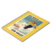 Rothaarige Frau Lächeln und Skiplakat Notizblock (Linke Seite)