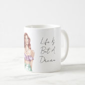 Rothaarige Frau Purpur Grün Kaffeetasse (VorderseiteRechts)