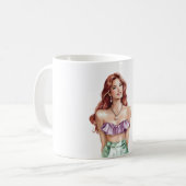 Rothaarige Frau Purpur Grün Kaffeetasse (Vorderseite Links)