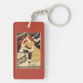 Rothaarige Frau u. Harfe L. Marquet Ink Schlüsselanhänger (Rückseite)