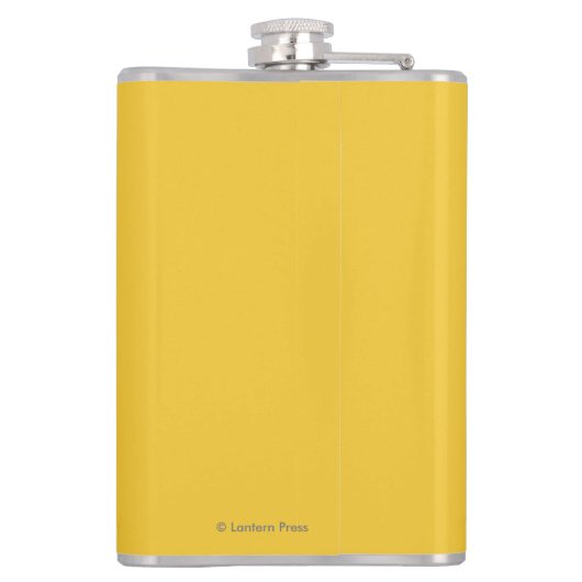 Rothaarige Frauen-lächelndes und Ski fahrendes Flachmann (Rückseite)