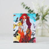 Rothaarige Frauen und Schmetterlinge gemischte Med Postkarte (Stehend Vorderseite)