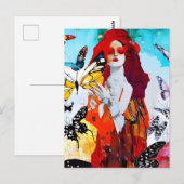 Rothaarige Frauen und Schmetterlinge gemischte Med Postkarte (Vorne/Hinten)