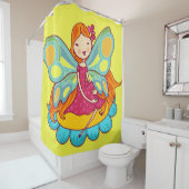 Rothaarige Gartenmühle auf einer Blume Duschvorhang (Beispiel)