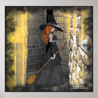 Rothaarige Hexe im Hallenplakat/Print Poster
