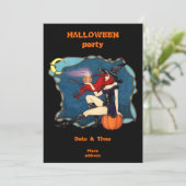 Rothaarige HexenHalloween Einladung (Stehend Vorderseite)