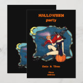 Rothaarige HexenHalloween Einladung (Vorne/Hinten)
