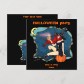 Rothaarige HexenHalloween Einladung (Vorne/Hinten)
