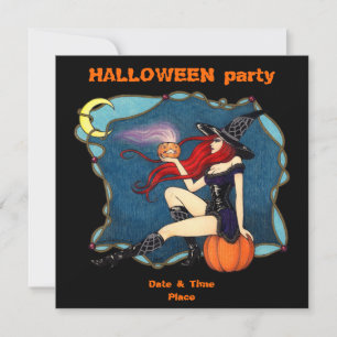 Rothaarige HexenHalloween Einladung