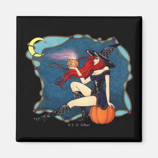 Rothaarige HexenHalloween Magnet (Vorne)