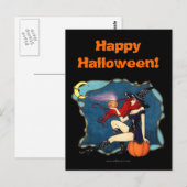 Rothaarige HexenHalloween Postkarte (Vorne/Hinten)